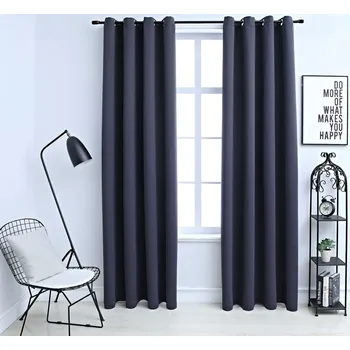 Závěs vidaXL Zatemňovací závěsy s kovovými kroužky 2 ks 140 x 175 cm [134426] Barva: antracitová