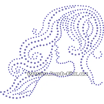 S025-B - hlava nažehlovací hot-fix kamínkový potisk na textil, rozměry cca 19,2x17,4cm barva: kameny barva 101/N Crystal /stříbrná