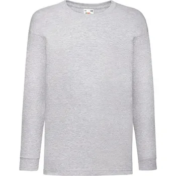 Dívčí tričko Fruit of the Loom Dětské triko s dlouhým rukávem 61-007-0 Heather Grey 152
