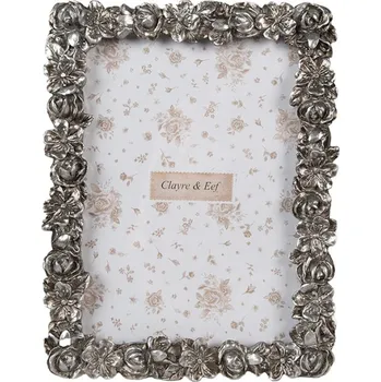 Rám na obraz Stříbrný fotorámeček s motivem květin Senna – pro fotografii o velikosti 13x18 cm