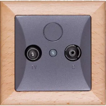 Stavebniny Zásuvka TV+R koncová strojek + klapka do vícenásobného rámečku - grafit