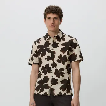 Pánská košile Reserved - Lněná košile regular fit - béžová - 178EG-08P - 178EG-08P-S