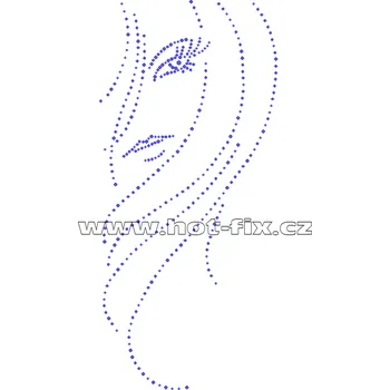 S039-A - tvář nažehlovací hot-fix kamínková aplikace na textil, rozměry cca 12,5x27,3cm barva: kameny barva 201 AB Crystal /stříbrná s duhovým efektem