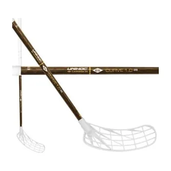 Florbalová hůl Unihoc UNILITE CARBSKIN Curve 1.0º TI 26 Florbalová hůl bílá / zlatá, Levá (levá ruka dole), 100cm (=110cm)