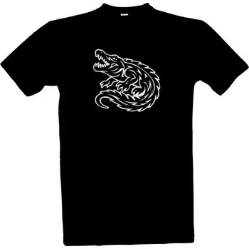 Pánská móda Tričko s potiskem Krokodýl tribal bílá pánské