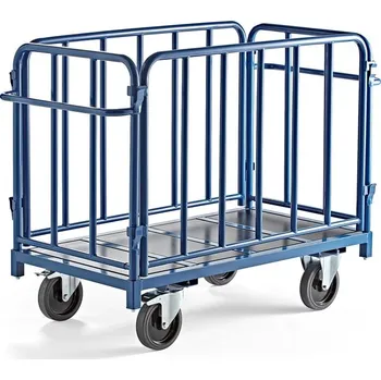 Plošinový vozík Plošinový vozík EMBARK, 4 stěny, 1300x700 mm, 1200 kg, modrý