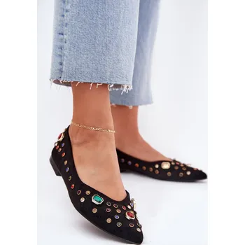 Dámské lodičky Dámské Baletky Ozdobené Krystaly Valena Barva: Černá, Velikost: 37