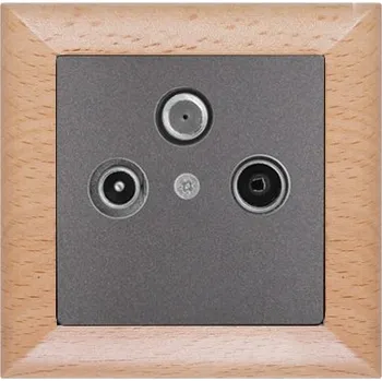 Stavebniny RTV zásuvka satelitní kompletní zásuvka - buk grafit