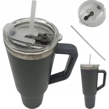 Termoska TERMOHRNEK SE SLÁMKOU A UCHEM, VELKÁ TERMOSKA NA KÁVU ČAJ 1.1L