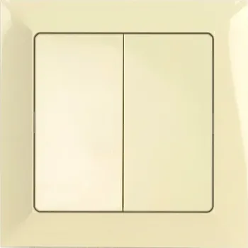 Stavebniny Dvojitý střídavý přepínač Prémium béžový strojek + klapka do vícenásobného rámečku