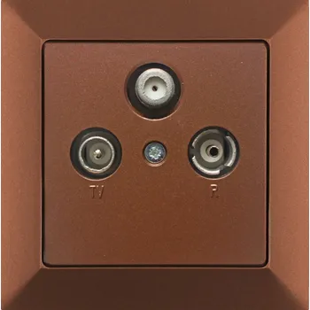 Elektrická zásuvka Zásuvka RTV + satelit kompletní zásuvka - měděná