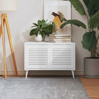 Interiérové dveře vidaXL Nábytková dvířka lamelový design 2 ks 39,5x39,4cm borovice [151143] Barva: Bílá