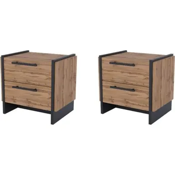 Noční stolek AMINO noční stolek 2s dub wotan/černá (2ks)