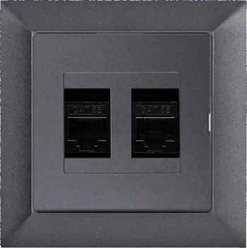 Stavebniny Datová zásuvka 2x8 pin kompletní zásuvka - grafit