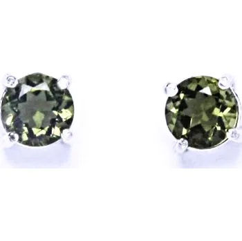 Náušnice Zlaté náušnice, přírodní vltavín , bílé i žluté zlato - NŠ 1250 (vltavín 6 mm)