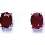 Zlaté náušnice,přírodní rubín 8x6 mm, bílé i žluté zlato - NŠ 1245