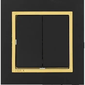 vypínač Dvojitý střídavý přepínač rámeček - černá chrom