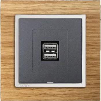 Stavebniny USB zásuvka kompletní zásuvka - buk grafit