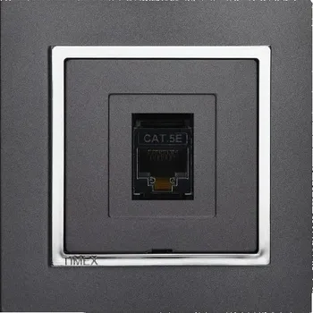 Stavebniny Datová zásuvka 8 pin kompletní zásuvka - rámeček grafit chrom