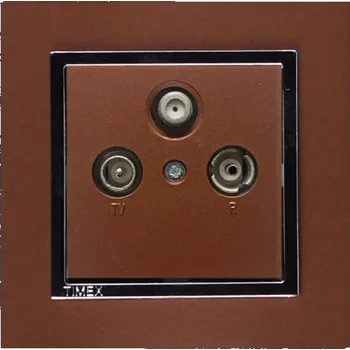 Elektrická zásuvka Zásuvka televizní RTV+Sat strojek + klapka do rámečku - měděná