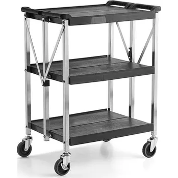 Policový vozík MOVE, skládací, 3 police, 680x410x915 mm