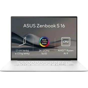 Notebook ASUS Zenbook S 16 OLED - Ryzen AI 9 HX 370/32GB/1TB SSD/AMD Radeon 880M/16"/3K/OLED/Touch/2y PUR/Win 11 PRO/bílá
