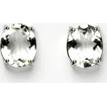 Zlaté náušnice, přírodní křišťál 10x8 mm ,bílé i žluté zlato - NŠ 1242