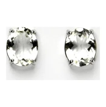 Náušnice Zlaté náušnice, přírodní křišťál 10x8 mm ,bílé i žluté zlato - NŠ 1242