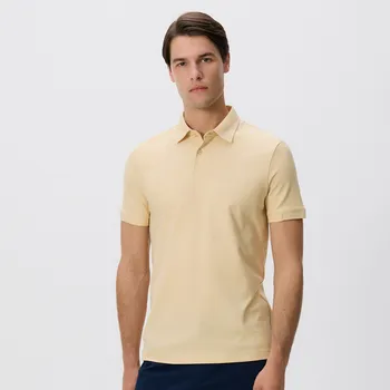 Pánské tričko Reserved - Polo z mercerované bavlny - světle žlutá - 880DI-10X - 880DI-10X-L