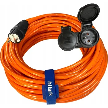 elektrický kabel Prodlužovací Kabel 230V 2 zásuvky IP44 PUR kabel H07BQ-F 3x2,5 oranžový 50m