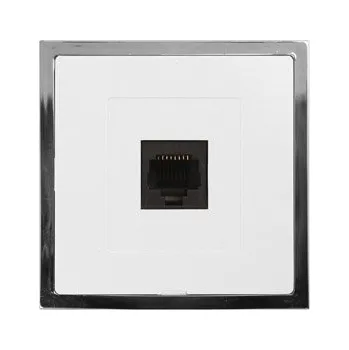 Stavebniny Datová zásuvka 8 pin rámeček bílá - chrom