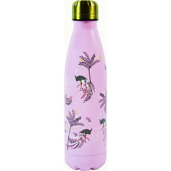 Termohrnek Sara Miller London Savannah Insulated termoláhev Ostrich&Palm Leaves 500ml designová růžová pštros