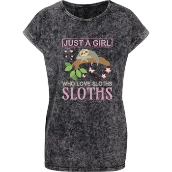 Dámské tričko Dámské tričko Acid wash Love sloths Velikost: 5XL, Barva trička: Tmavě šedá