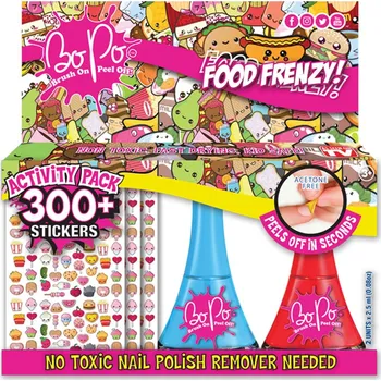 Lak na nehty Bo-Po módní sada samolepky jídlo, lak 2 ks - žlutá-oranžová