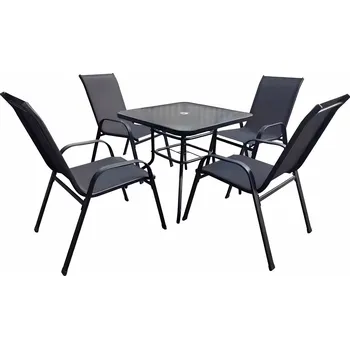 Zahradní nábytek Crossheim C25010 Zahradní set Richmond, stůl + 4 ks židle černý