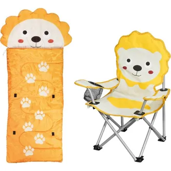 Dětský pokoj CRIVIT Sada dětského spacího pytle a kempinkové židle, lev