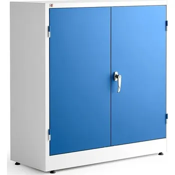 Šatní skříň Kancelářská skříň STYLE, 1000x1000x400 mm, bílá, modré dveře