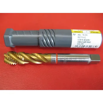 Závitořezný nástroj Strojní krátký závitník se šroubovitými drážkami M16 HSSE ISO2/6H-červ.Guhr. CSN 223044