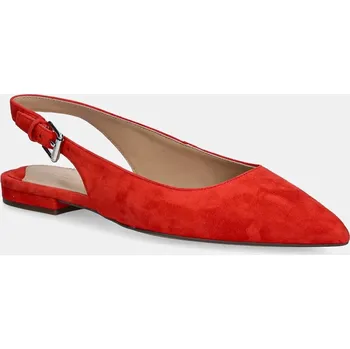 Dámské baleríny Semišové baleríny Lauren Ralph Lauren Londyn Slbck červená barva, s odkrytou patou, 802967746004 802967746004.600 33X, EUR 37