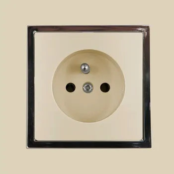 Elektrická zásuvka Zásuvka jednoduchá kompletní zásuvka - rámeček béžová chrom