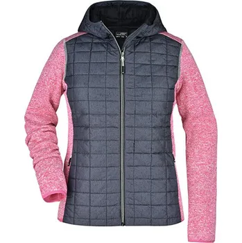 Dámská větrovka James&Nicholson Dámská hybridní bunda JN771 Pink Melange-Anthracite Melange S