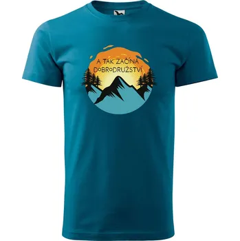 Pánské tričko DOBRÝ TRIKO Pánské tričko s potiskem Začíná dobrodružství Velikost: 4XL, Barva: Petrolejová
