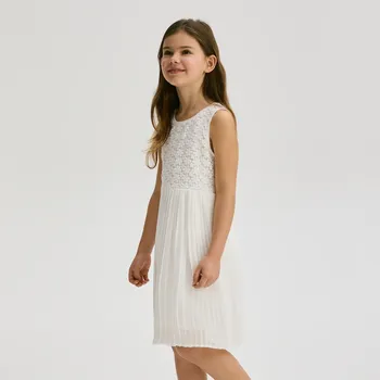 Dívčí šaty Reserved - Šaty s krajkovou horní částí - bílá - 243DA-00X - 243DA-00X-128