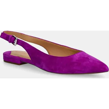 Dámské baleríny Nubukové baleríny Lauren Ralph Lauren Londyn Slbck fialová barva, s odkrytou patou, 802967746007 802967746007.500 44X, EUR 35.5