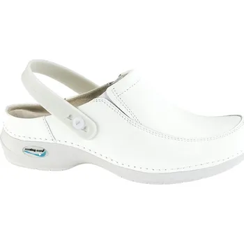 Dámské pantofle Nursing Care PARIS WG4P10 pracovní kožená pratelná obuv s certifikací unisex s páskem bílá Velikost: 41