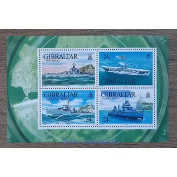 Sběratelství GIBRALTAR ** aršík Bl 18, válečné lodě WW2, r. 1993