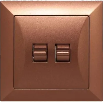 Stavebniny Páčkový žaluziový vypínač strojek + klapka do vícenásobného rámečku - měď