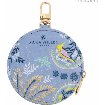 Dávkovač mýdla Sara Miller London Savannah kožené pouzdro na klíče se zrcátkem 8cm světle modré s ptáčky
