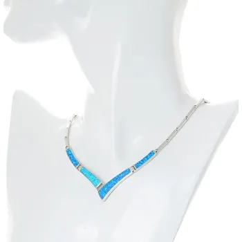 Náhrdelník Dámský stříbrný náhrdelník s modrými opály STNAH211F + dárek zdarma