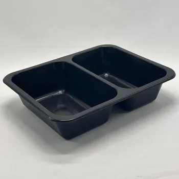 Jednorázové nádobí Wepack Plastová zatavovací miska dvoudílná černá PP 227x178x50 mm - 10 bal x 50 ks